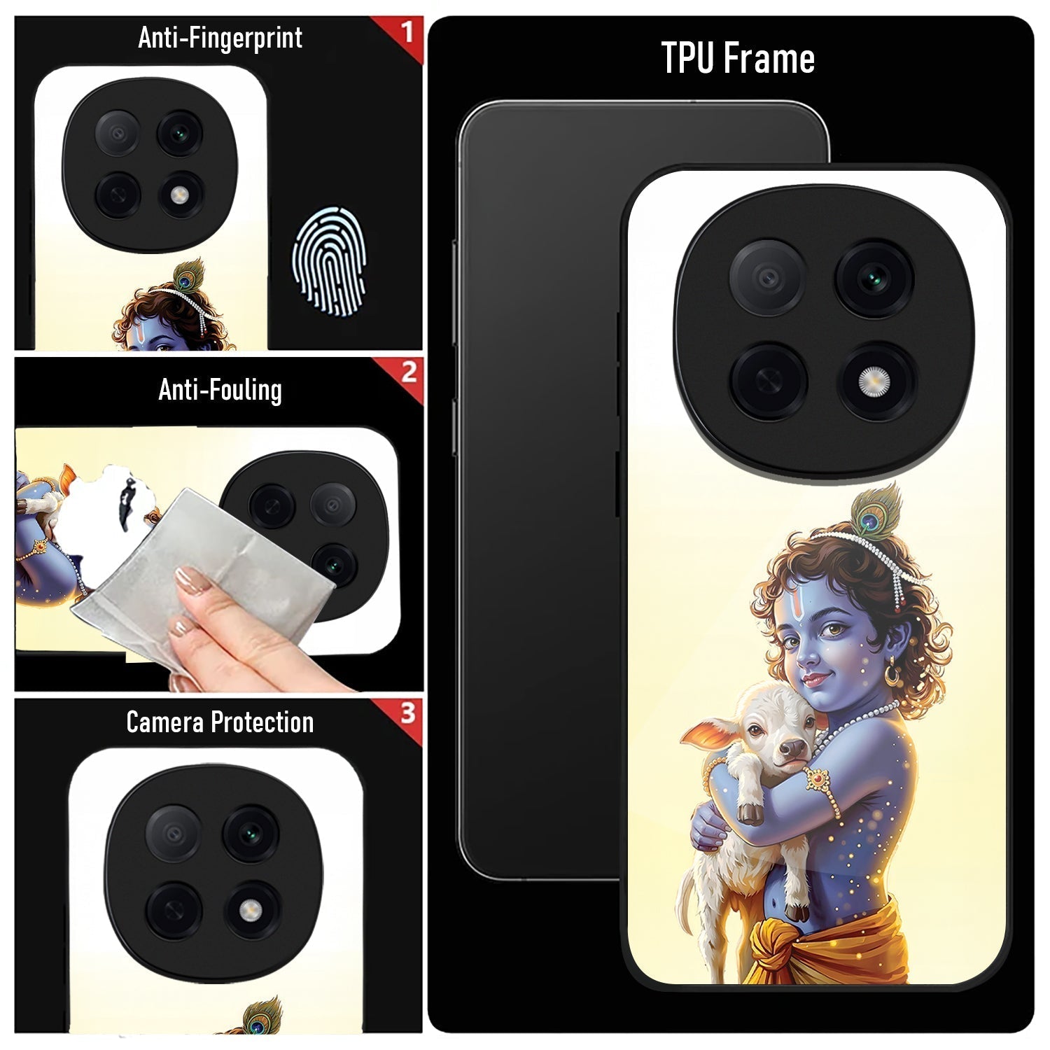 OPPO F29 Pro 5G Premium Acrylic Shockproof Glass Back Case (Cute Krishna)