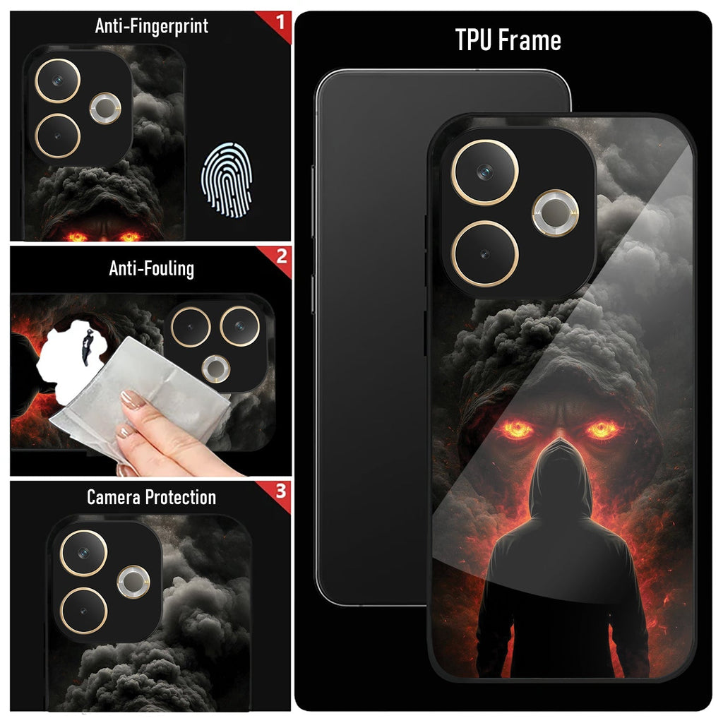 Oppo A5 Pro 5G Premium Acrylic Shockproof Glass Back Case (Dark Flame)