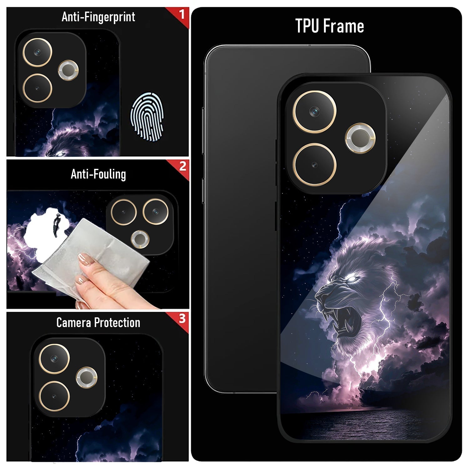 Oppo A5 Pro 5G Premium Acrylic Shockproof Glass Back Case (Storm King)