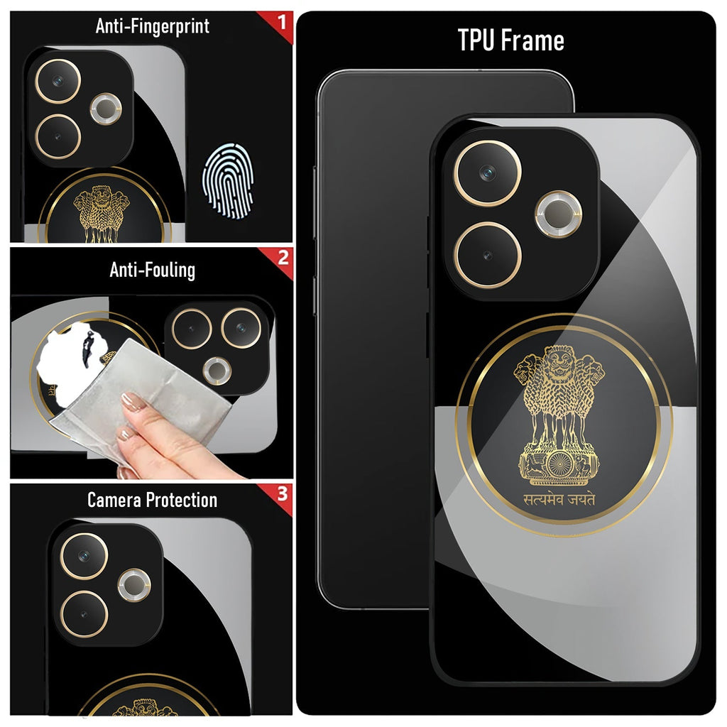 Oppo A5 Pro 5G Premium Acrylic Shockproof Glass Back Case (Satyamev Noir)