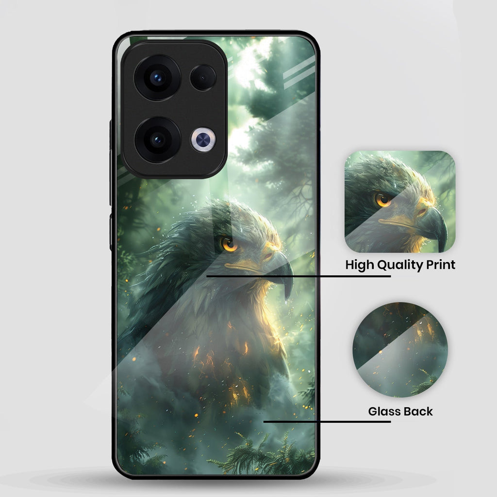 Oppo Reno 13 5G Premium Acrylic Shockproof Glass Back Case (Eagle Case)