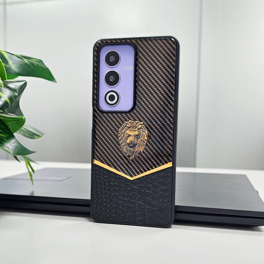 Oppo A3 Pro 5G Luxury Lion Pattern Leather And Liquid Silicone Case