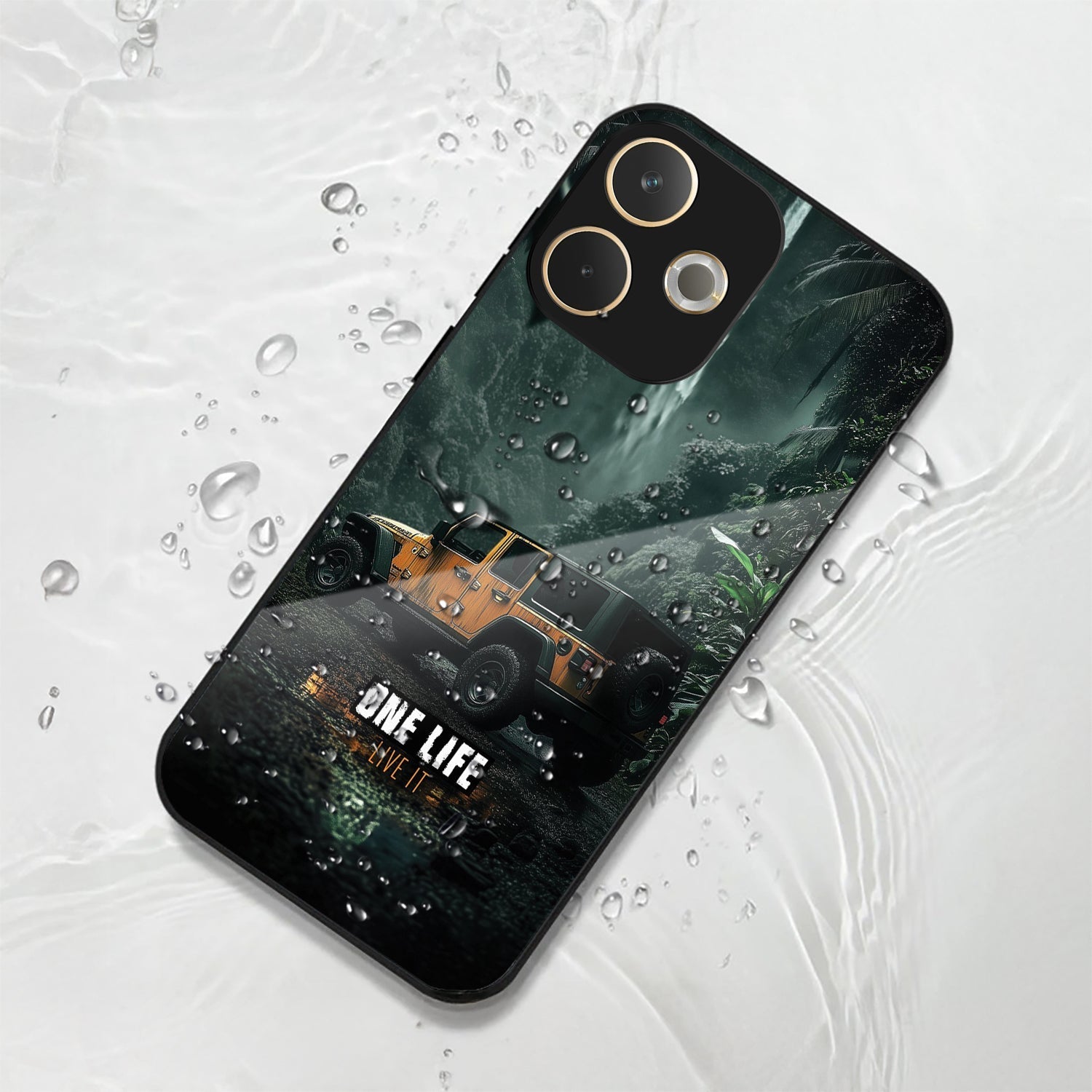 Oppo A5 Pro 5G Premium Acrylic Shockproof Glass Back Case (Jeep Case)