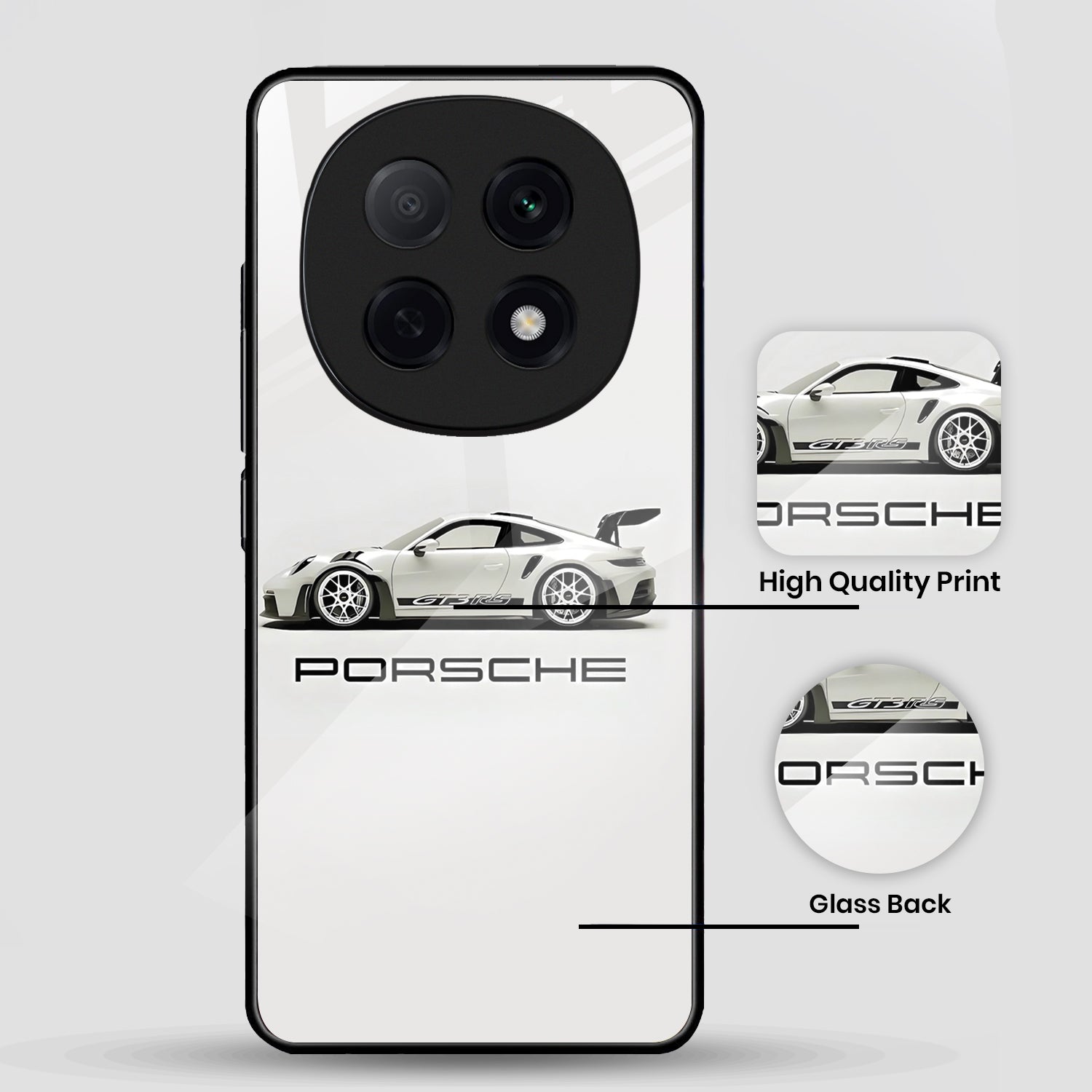 OPPO F29 Pro 5G Premium Acrylic Shockproof Glass Back Case (White Porsche)