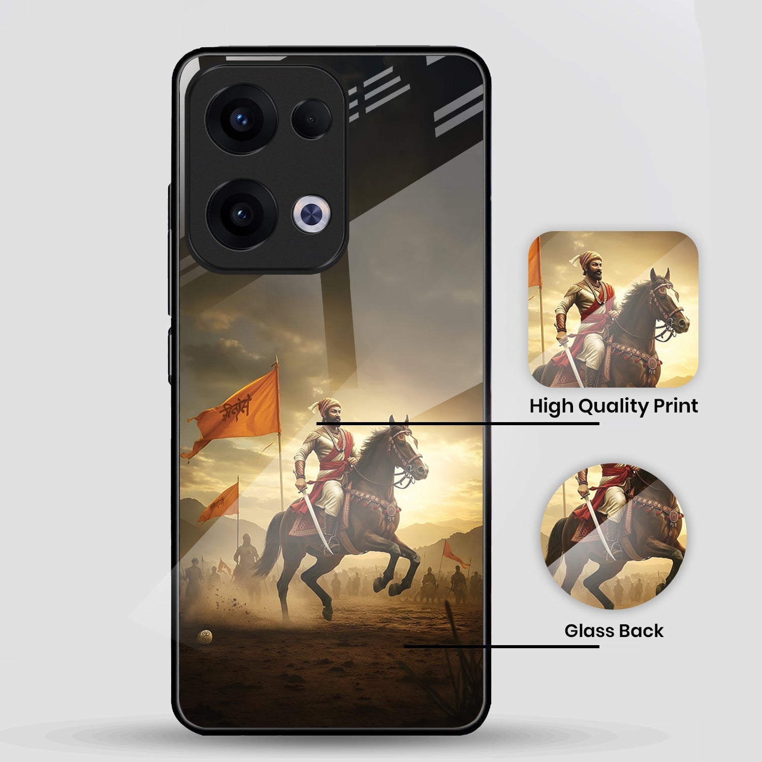 Oppo Reno 13 5G Premium Acrylic Shockproof Glass Back Case (Battle Glory)