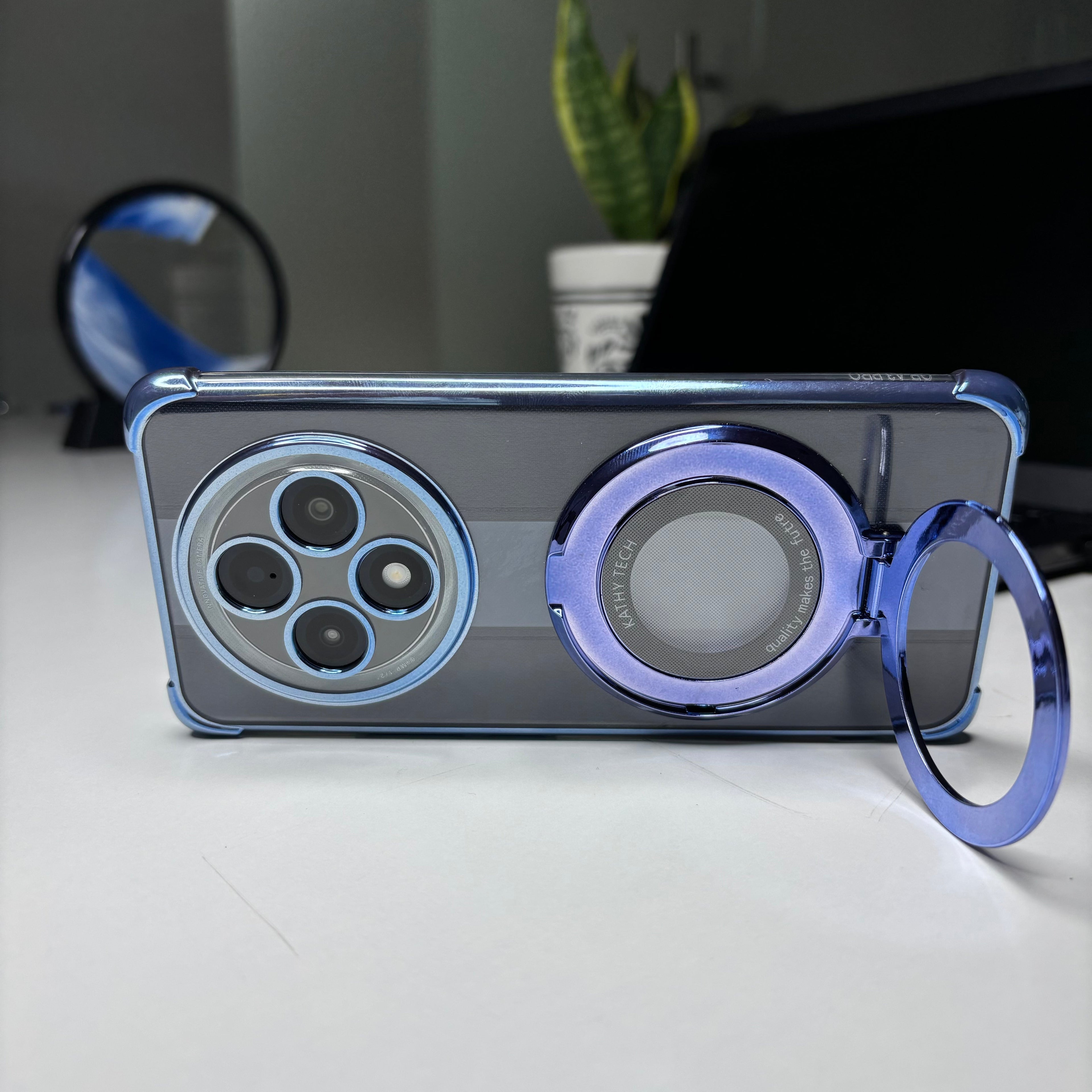 Oppo F27 Pro+ 5G Original Luxury Magnifier Ring Stand Shockproof Airbags Corner Case