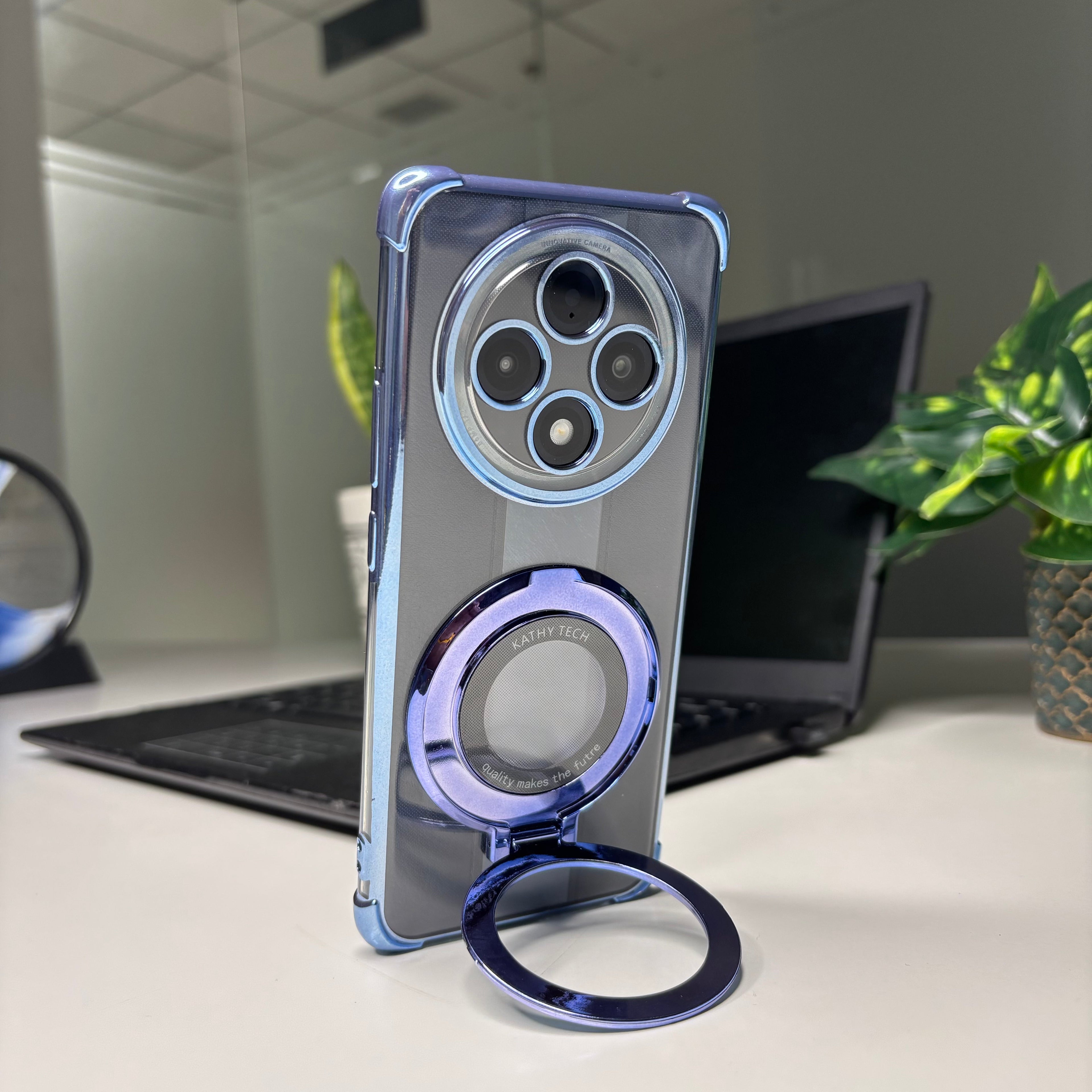 Oppo F27 Pro+ 5G Original Luxury Magnifier Ring Stand Shockproof Airbags Corner Case