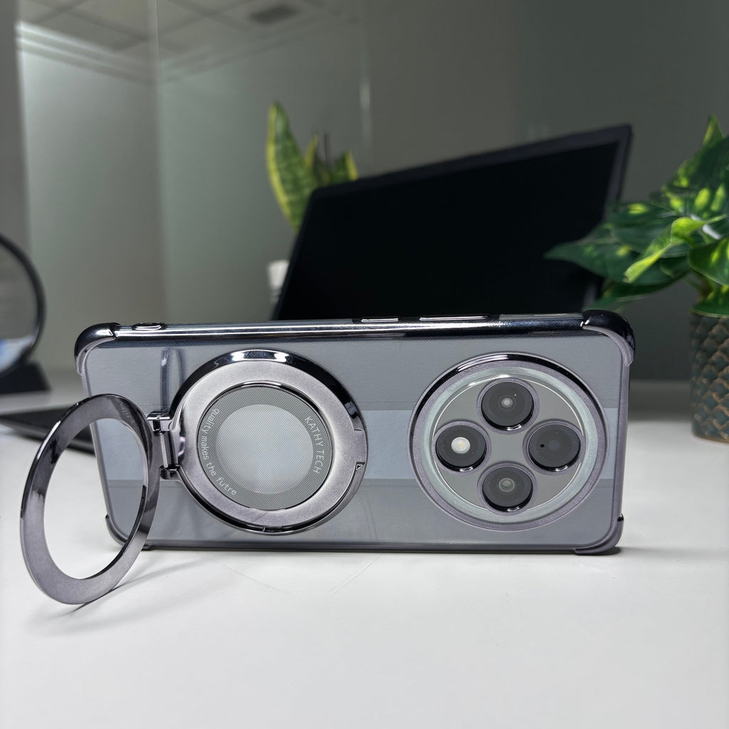 Oppo F27 Pro+ 5G Original Luxury Magnifier Ring Stand Shockproof Airbags Corner Case