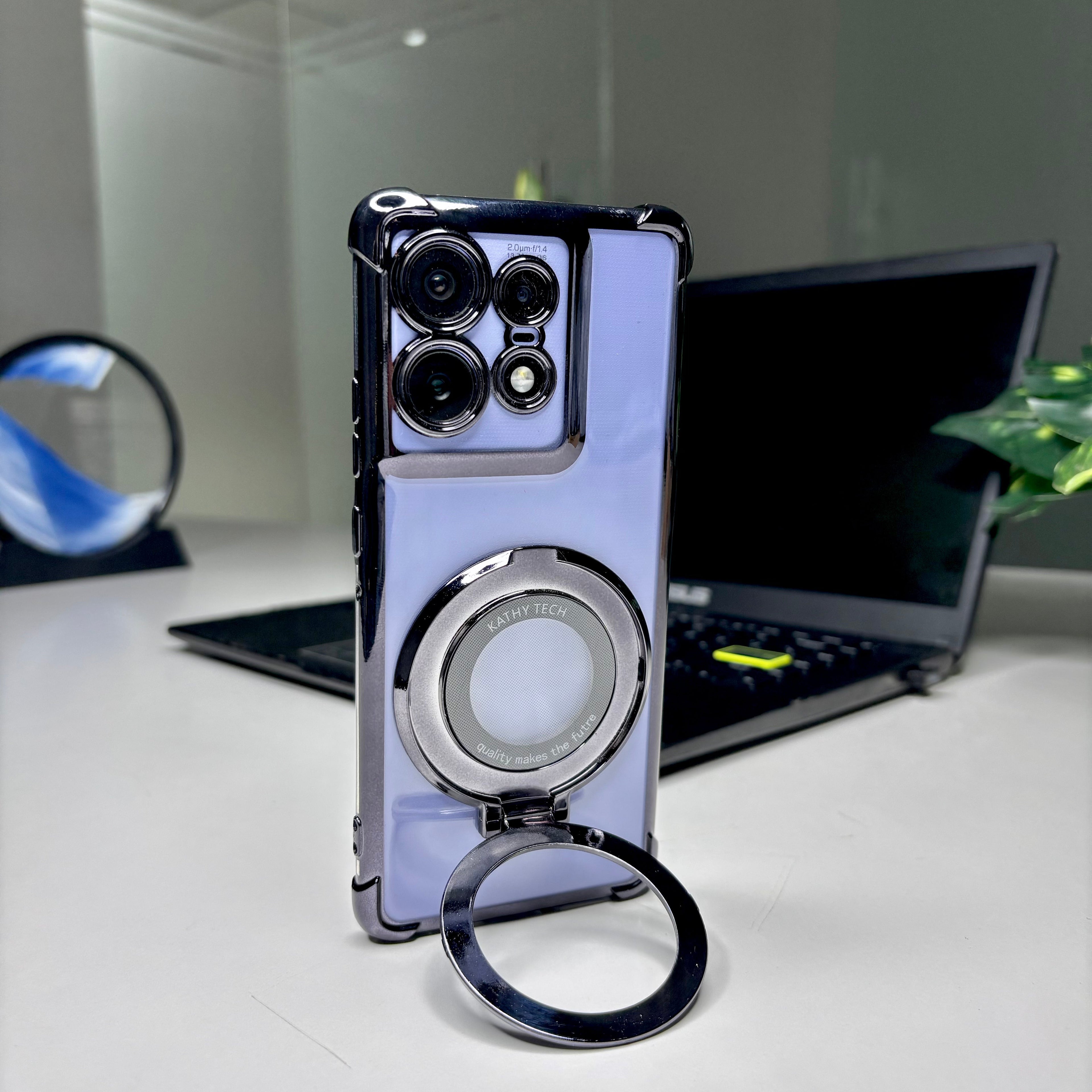 Motorola Edge 50 Pro 5G Original Luxury Magnifier Ring Stand Shockproof Airbags Corner Case