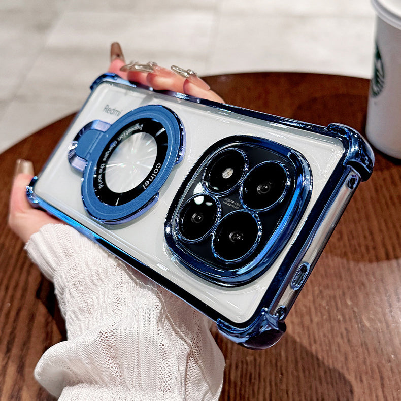 Redmi Note 14 Pro+ 5G Original Luxury Magnifier Ring Stand Shockproof Airbags Corner Case