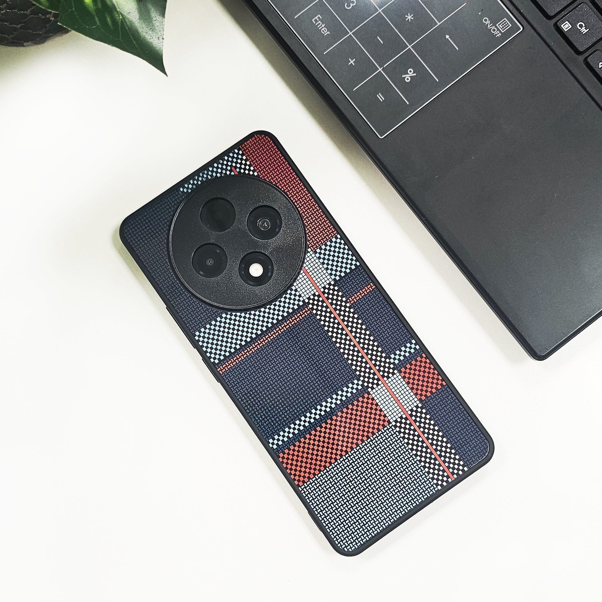 OPPO F27 PRO+ 5G Luxury Grid Pattern Glass Back Shockproof Case